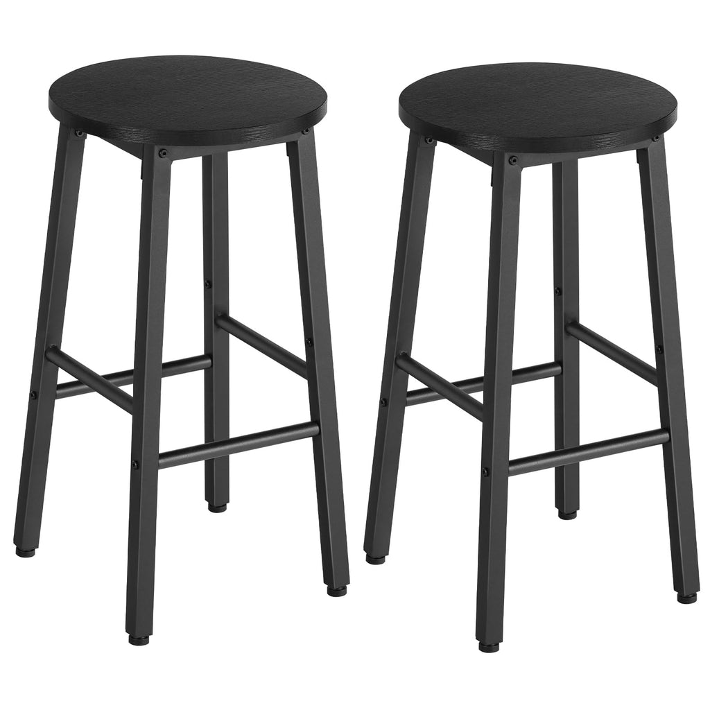 HOOBRO Bar Stools, Barstools Set of 2,Counter Height Barstools, 24.8" Bar Stools for Kitchen Island, Industrial Bar Chairs, for Dining Room, Kitchen, Bar, Rustic Brown and Black BF07BY01G1
