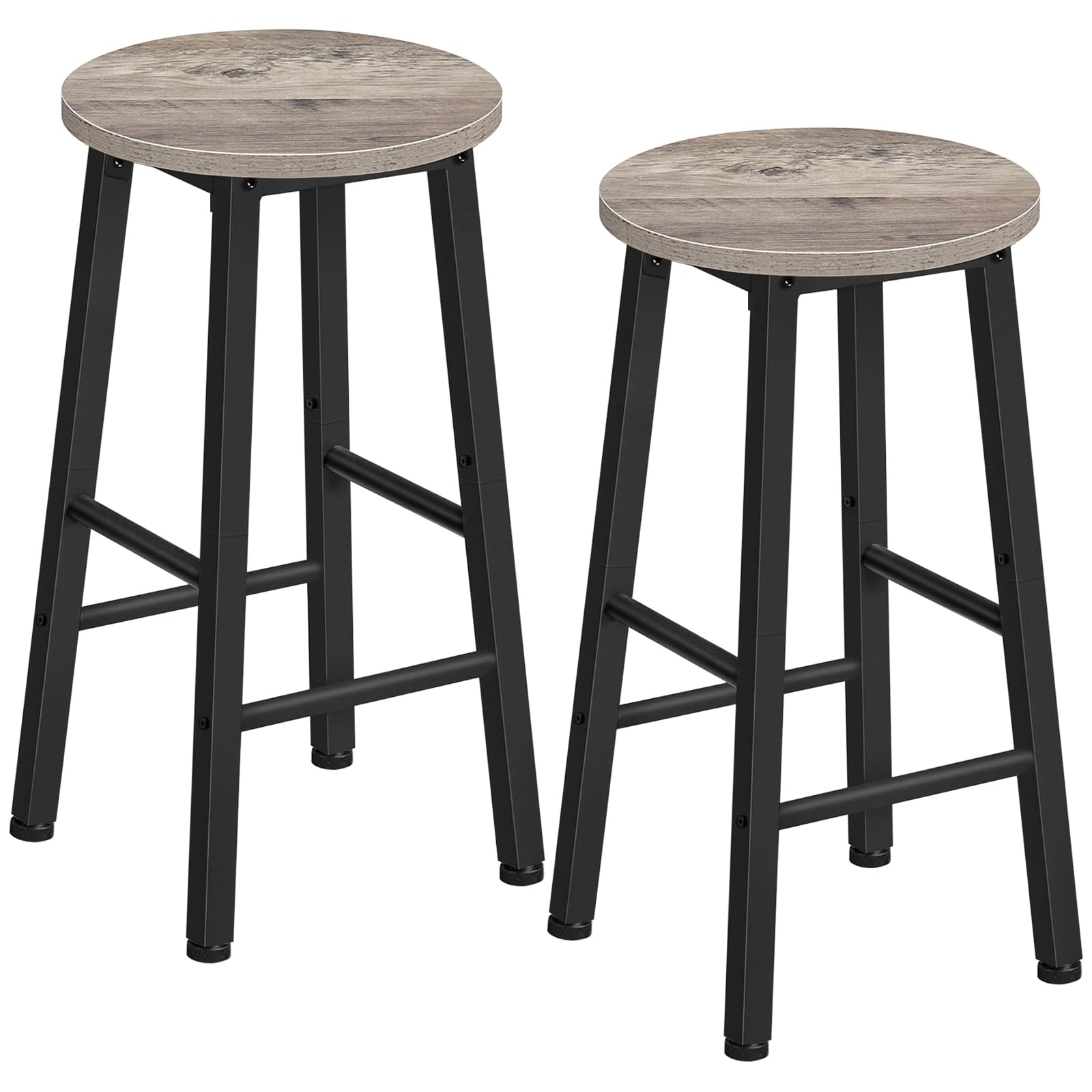 HOOBRO Bar Stools, Barstools Set of 2,Counter Height Barstools, 24.8" Bar Stools for Kitchen Island, Industrial Bar Chairs, for Dining Room, Kitchen, Bar, Rustic Brown and Black BF07BY01G1