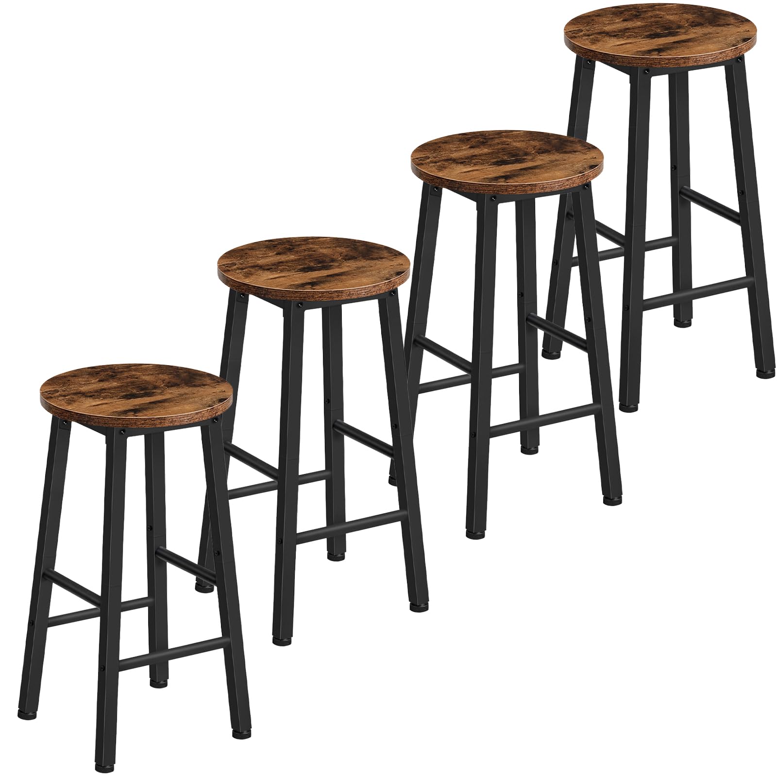 HOOBRO Bar Stools, Barstools Set of 2,Counter Height Barstools, 24.8" Bar Stools for Kitchen Island, Industrial Bar Chairs, for Dining Room, Kitchen, Bar, Rustic Brown and Black BF07BY01G1
