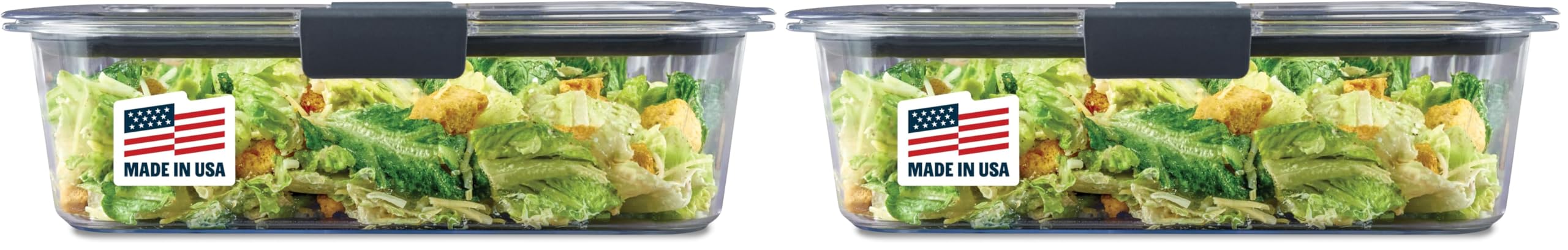 Rubbermaid Brilliance BPA-Free Food Storage Containers with Lids, Airtight Clear Set of 2 (9.6 Cup), Ideal for Lunch, Meal Prep, and Leftovers