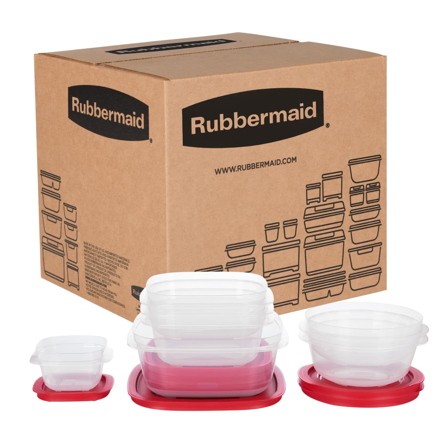 Rubbermaid 16-Piece BPA-Free Plastic Food Storage Set, Red Vented Lids - Microwave, Dishwasher Safe: Perfect for Meal Prep, Leftovers, and Kitchen Organization