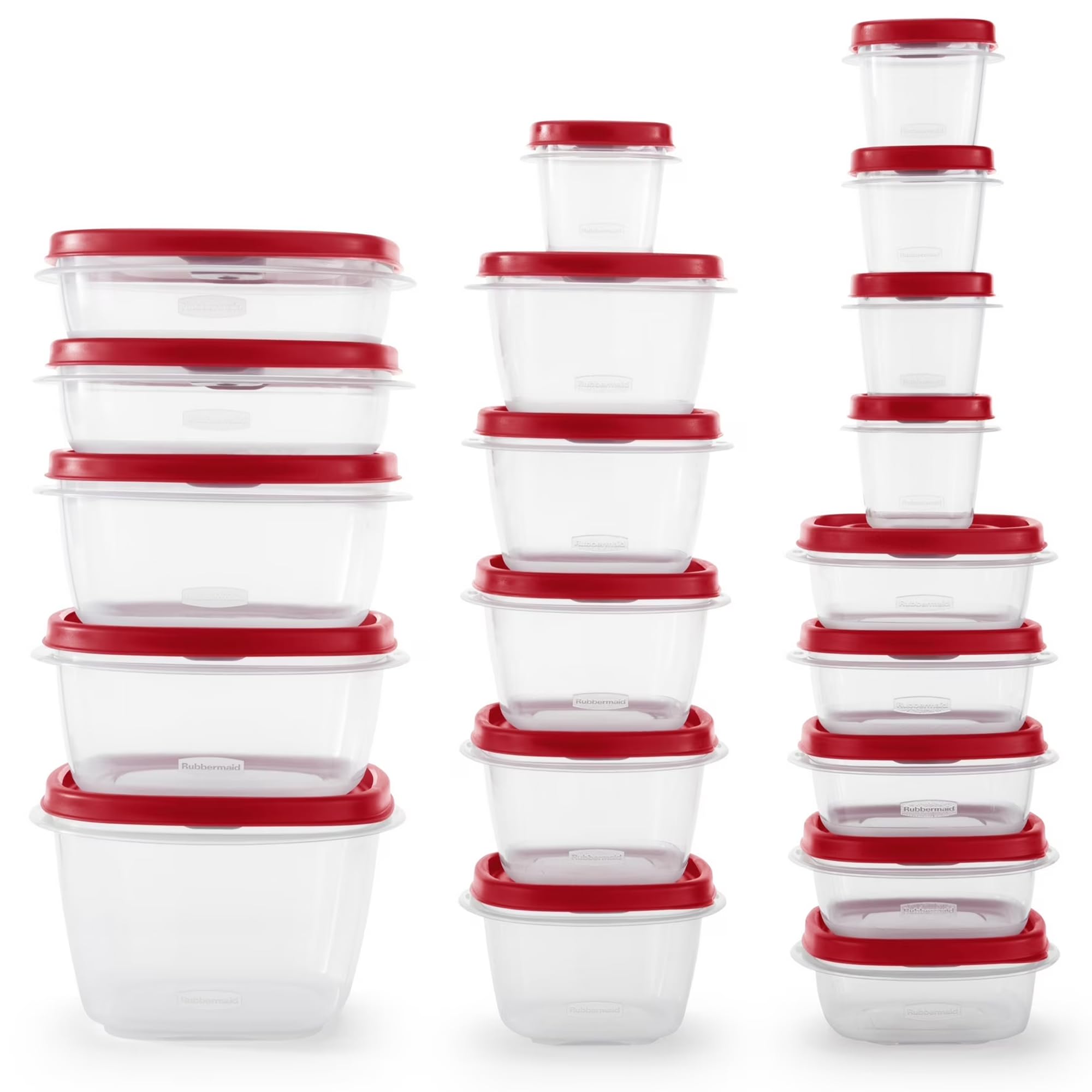 Rubbermaid 16-Piece BPA-Free Plastic Food Storage Set, Red Vented Lids - Microwave, Dishwasher Safe: Perfect for Meal Prep, Leftovers, and Kitchen Organization