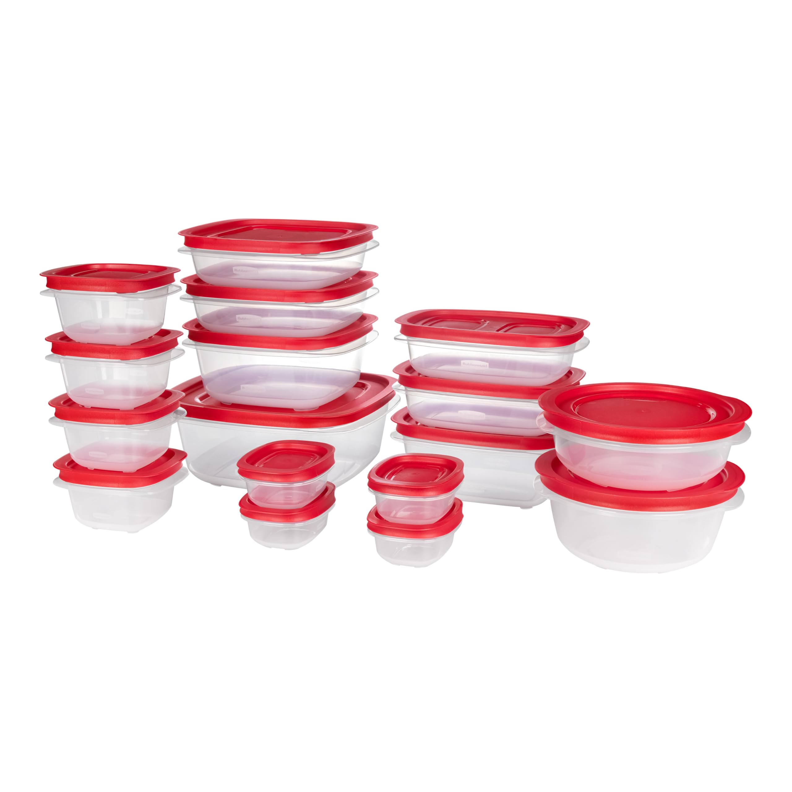 Rubbermaid 16-Piece BPA-Free Plastic Food Storage Set, Red Vented Lids - Microwave, Dishwasher Safe: Perfect for Meal Prep, Leftovers, and Kitchen Organization