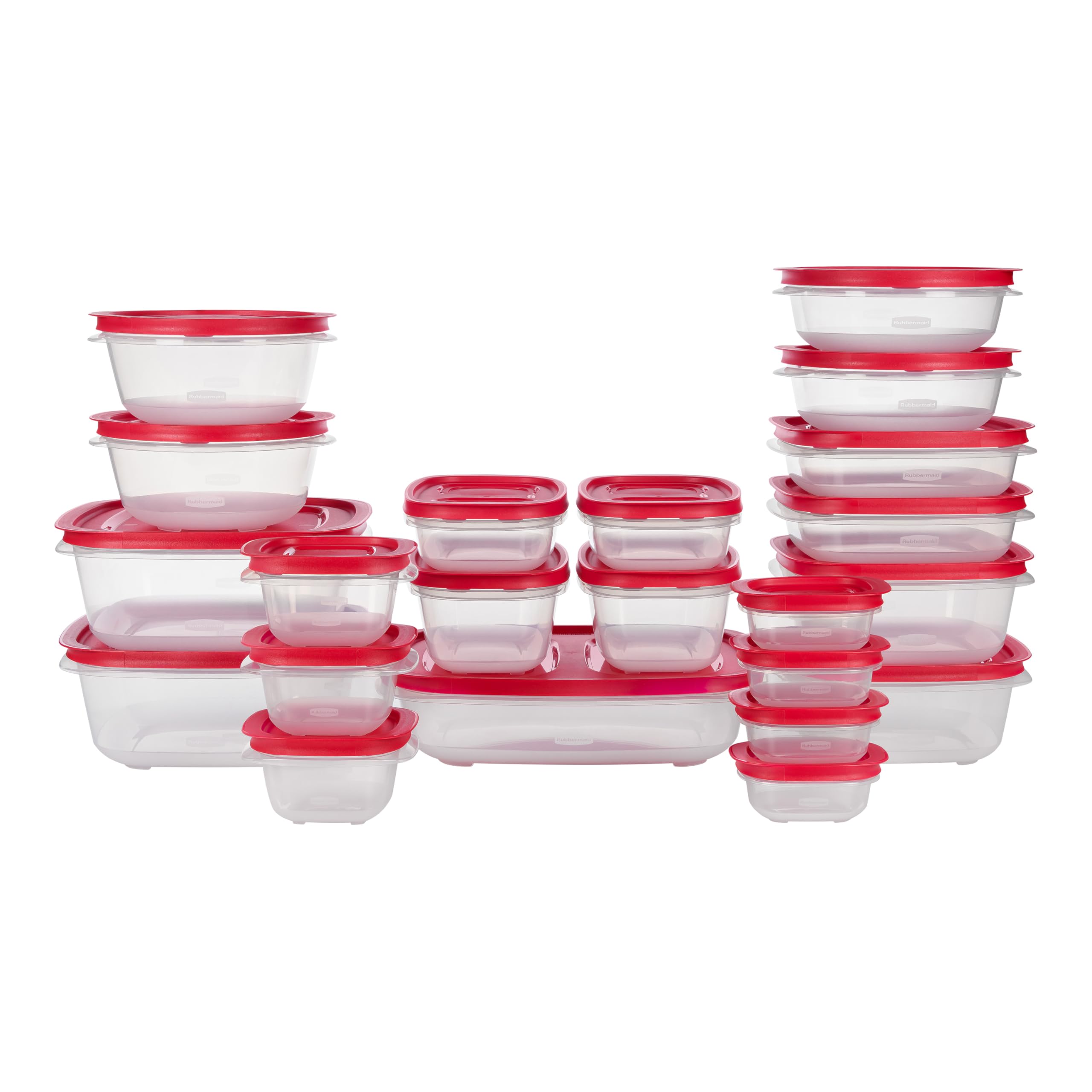 Rubbermaid 16-Piece BPA-Free Plastic Food Storage Set, Red Vented Lids - Microwave, Dishwasher Safe: Perfect for Meal Prep, Leftovers, and Kitchen Organization