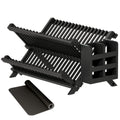 Greenual Bamboo Dish Drying Rack with Utensil Holder, 3 Tier Collapsible Dish Rack, Wooden Dish Racks for Kitchen Counter, Large Folding Drying Holder with Absorbent Dish Drying Mat