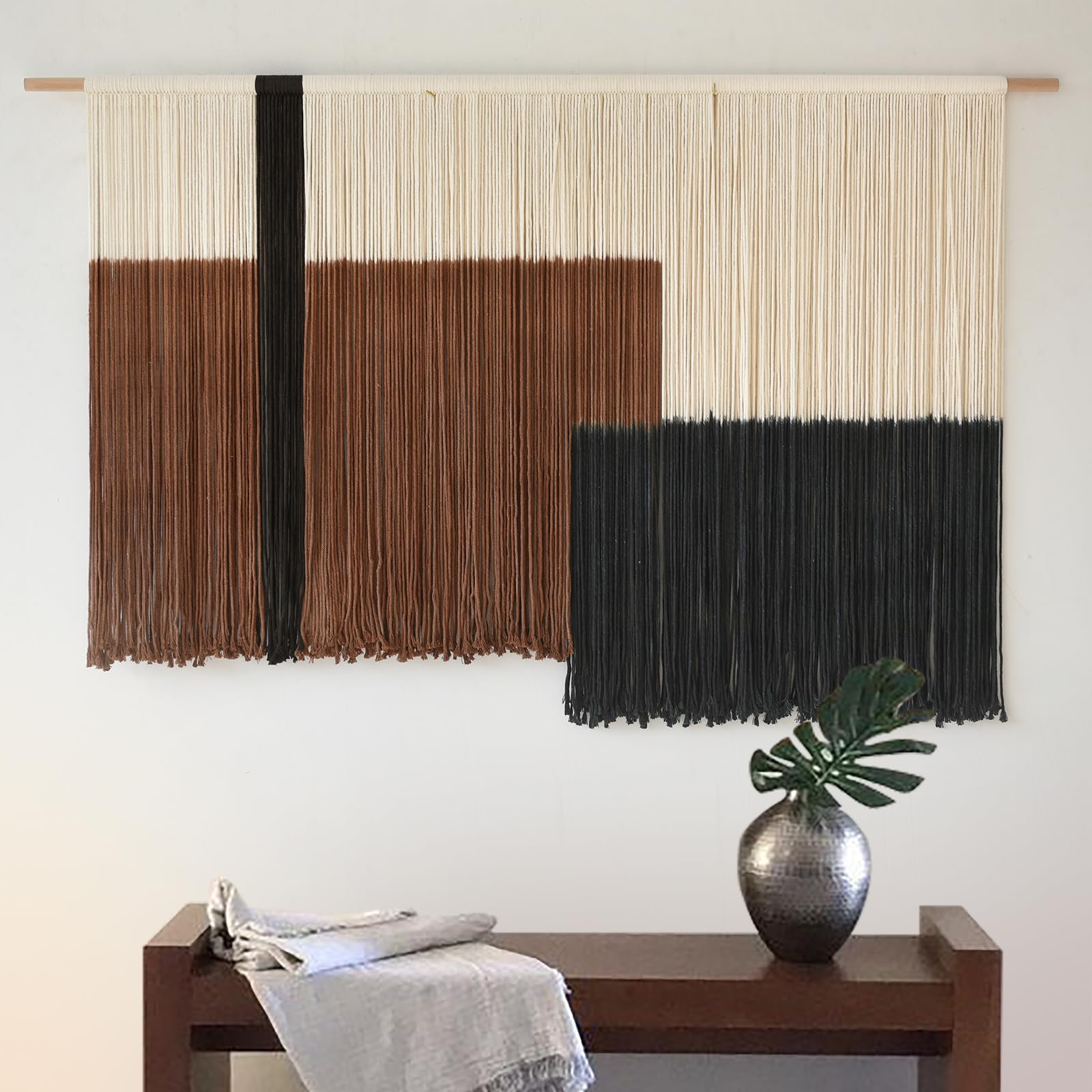 Flber Macrame Wall Hanging Macrame Wall Decor Large-Scale Tie-Dye Tapestry Living Home Room Wall Decor 57" Wx 35" L