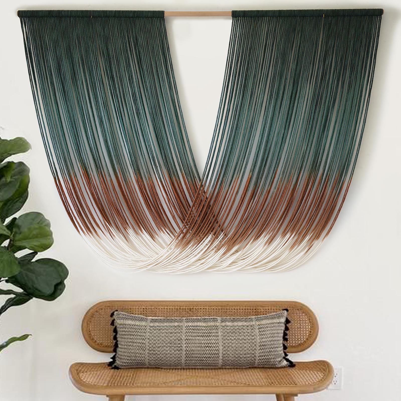Macrame Wall Hanging Dip-Dye Boho Home Decor Fiber Wall Art Craftsmanship Bedroom Livingroom 57" W x 39" L