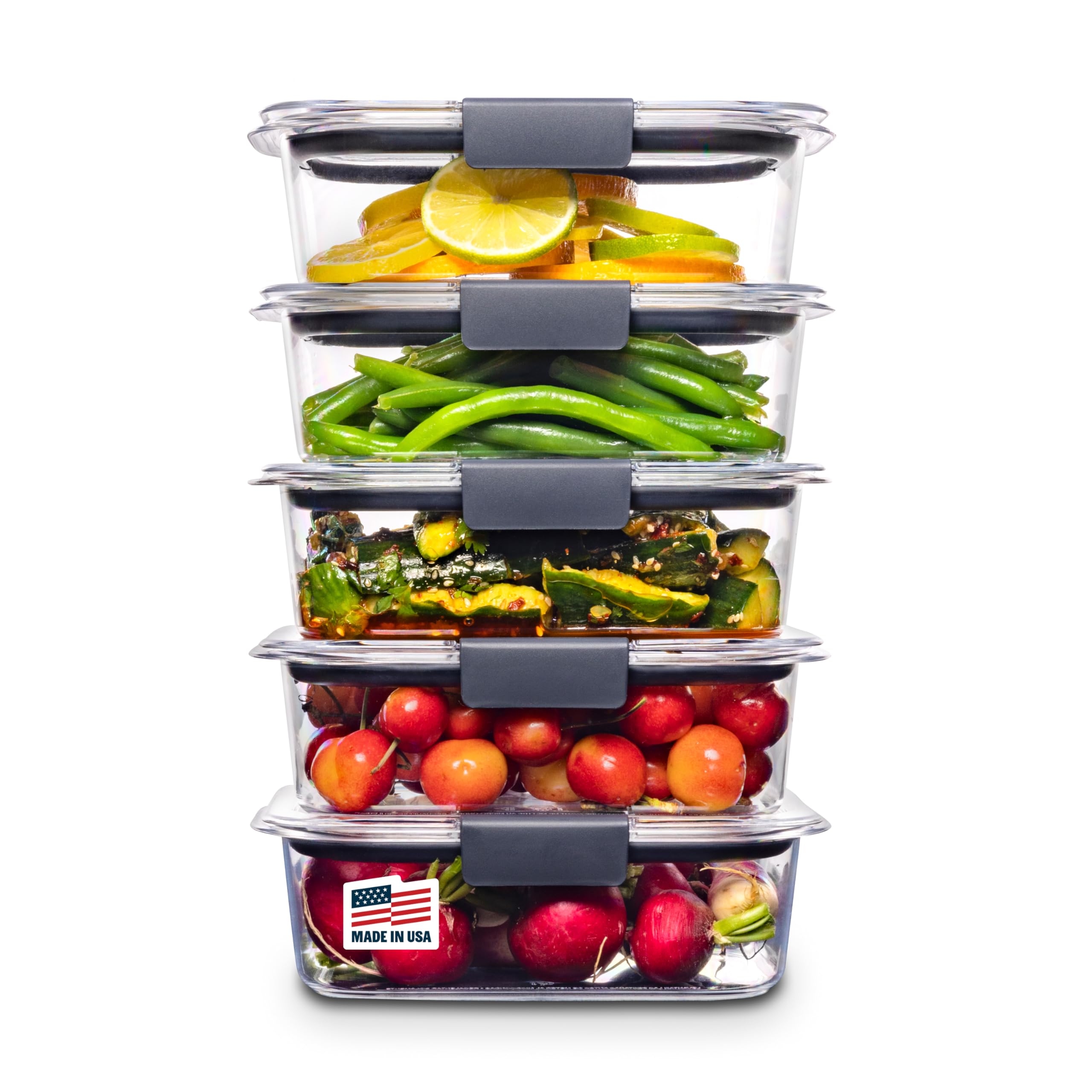 Rubbermaid Brilliance BPA-Free Food Storage Containers with Lids, Airtight Clear Set of 2 (9.6 Cup), Ideal for Lunch, Meal Prep, and Leftovers