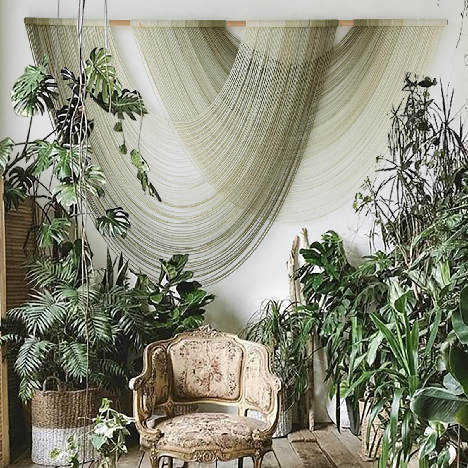 Macrame Wall Hanging Dip-Dye Boho Home Decor Fiber Wall Art Craftsmanship Bedroom Livingroom 57" W x 39" L