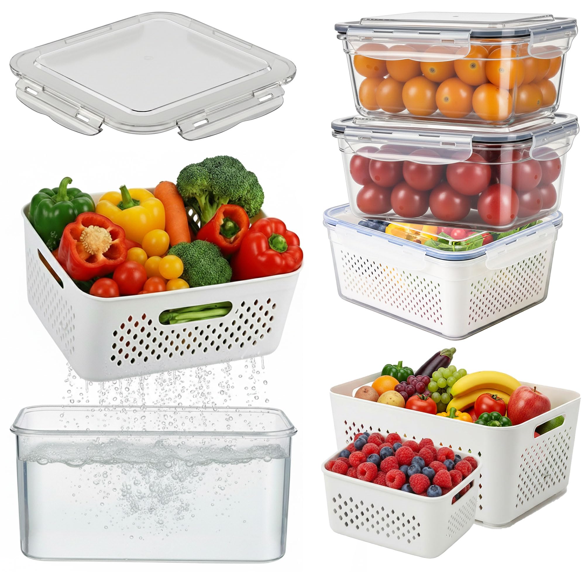 RockBerry 56 PCS Food Storage Containers with Lids Airtight- Plastic Container for Pantry Kitchen Organization-Microwave Dishwasher,Freezer Safe 100% Leak Proof (28 Stackable Boxes-28 Lids)
