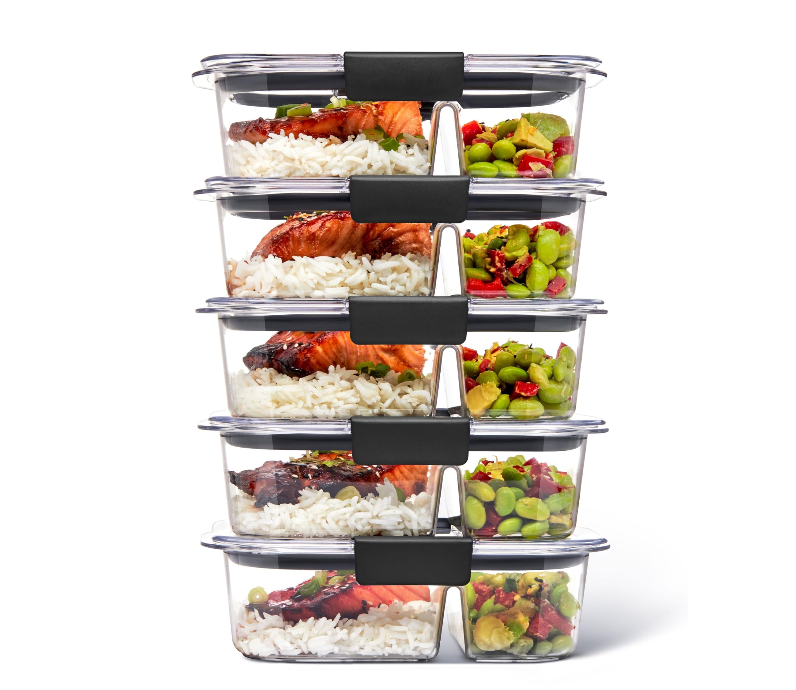 Rubbermaid Brilliance BPA-Free Food Storage Containers with Lids, Airtight Clear Set of 2 (9.6 Cup), Ideal for Lunch, Meal Prep, and Leftovers