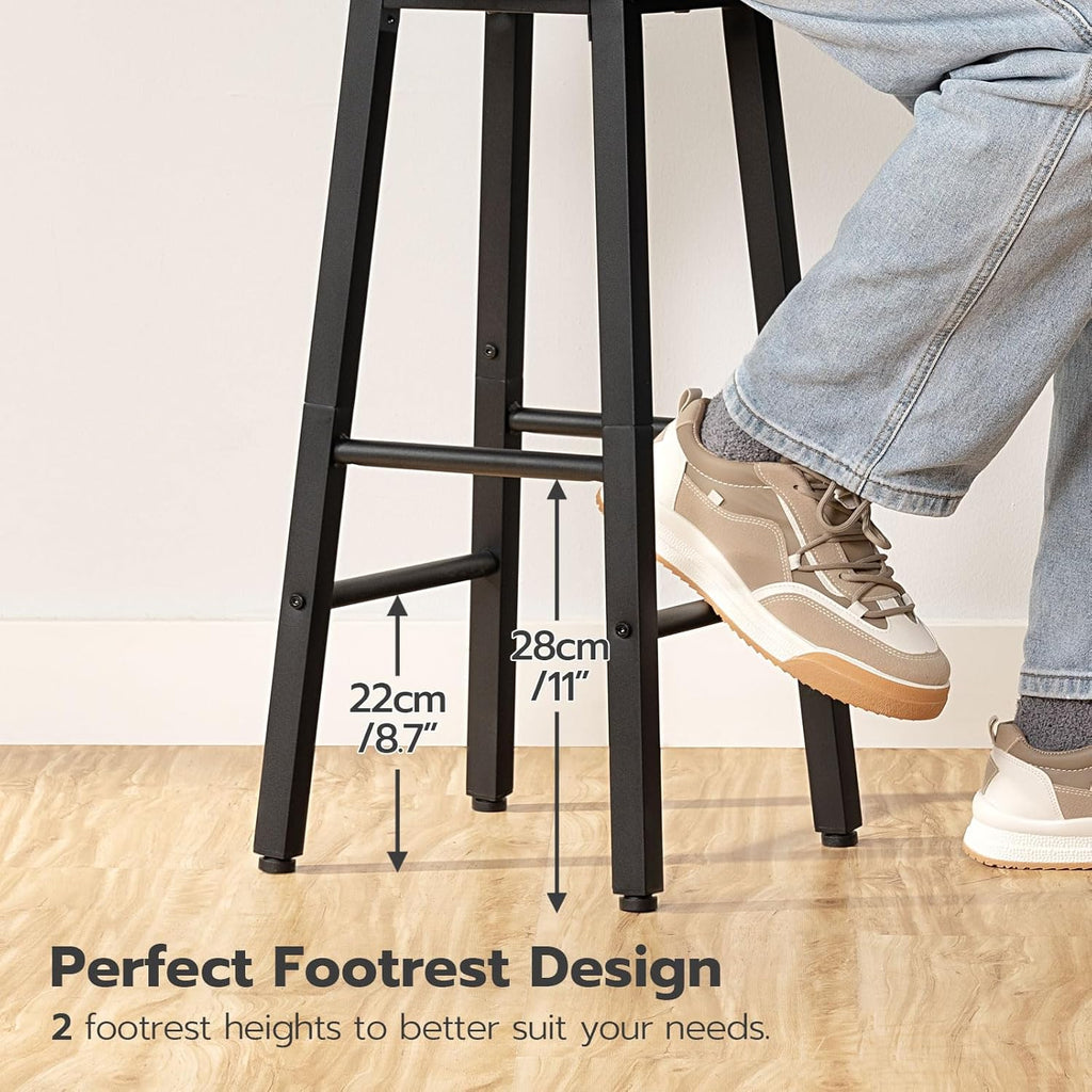 HOOBRO Bar Stools, Barstools Set of 2,Counter Height Barstools, 24.8" Bar Stools for Kitchen Island, Industrial Bar Chairs, for Dining Room, Kitchen, Bar, Rustic Brown and Black BF07BY01G1
