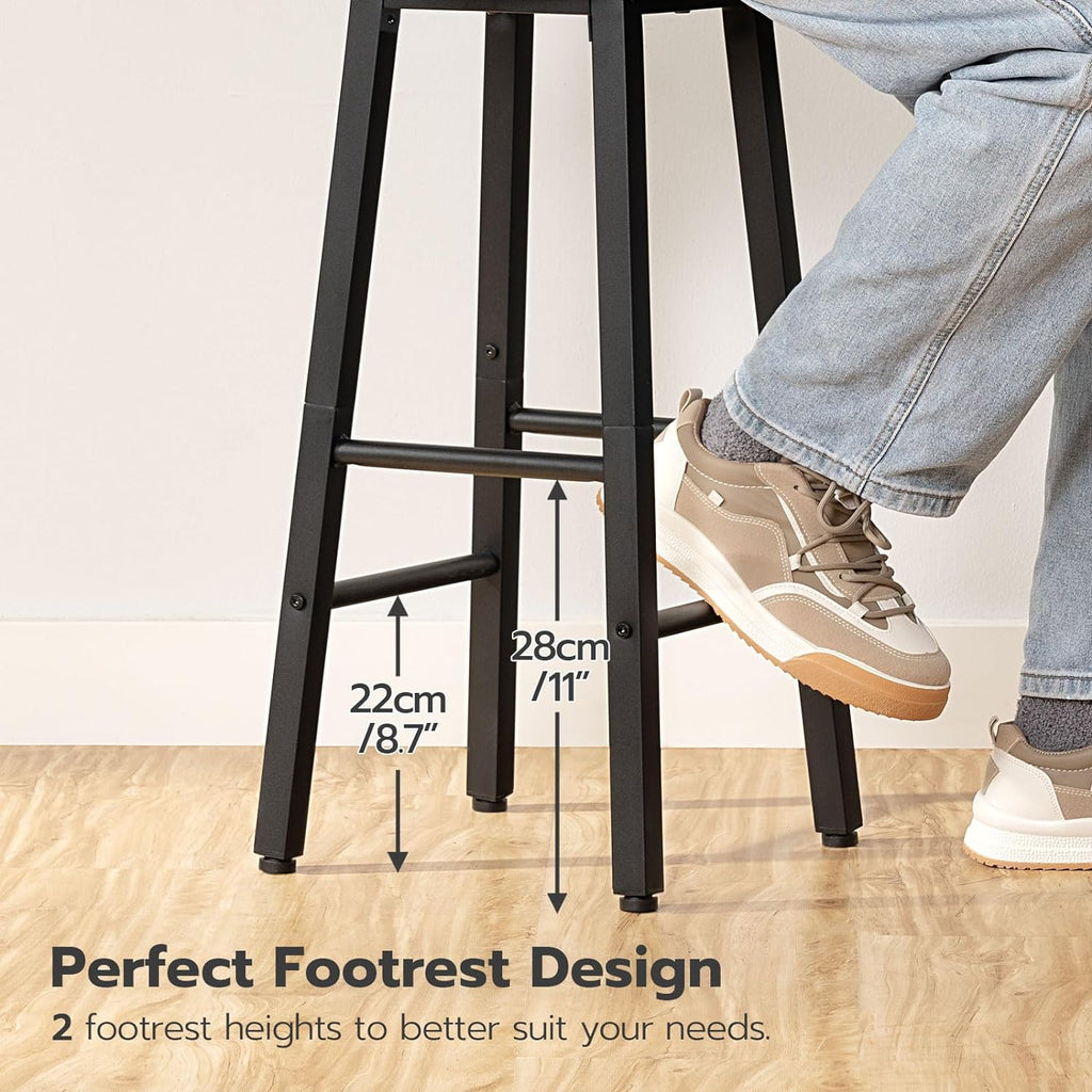 HOOBRO Bar Stools, Barstools Set of 2,Counter Height Barstools, 24.8" Bar Stools for Kitchen Island, Industrial Bar Chairs, for Dining Room, Kitchen, Bar, Rustic Brown and Black BF07BY01G1