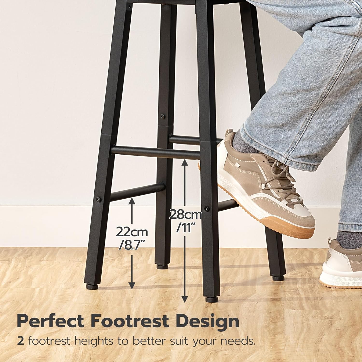 HOOBRO Bar Stools, Barstools Set of 2,Counter Height Barstools, 24.8" Bar Stools for Kitchen Island, Industrial Bar Chairs, for Dining Room, Kitchen, Bar, Rustic Brown and Black BF07BY01G1