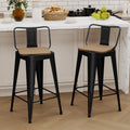 ALISH Swivel Bar Stools Set of 4 Counter Height Metal Bar Stools with Low Back Industrial Barstools for Kitchen Island (Black, 24 Inch 4 PCS)