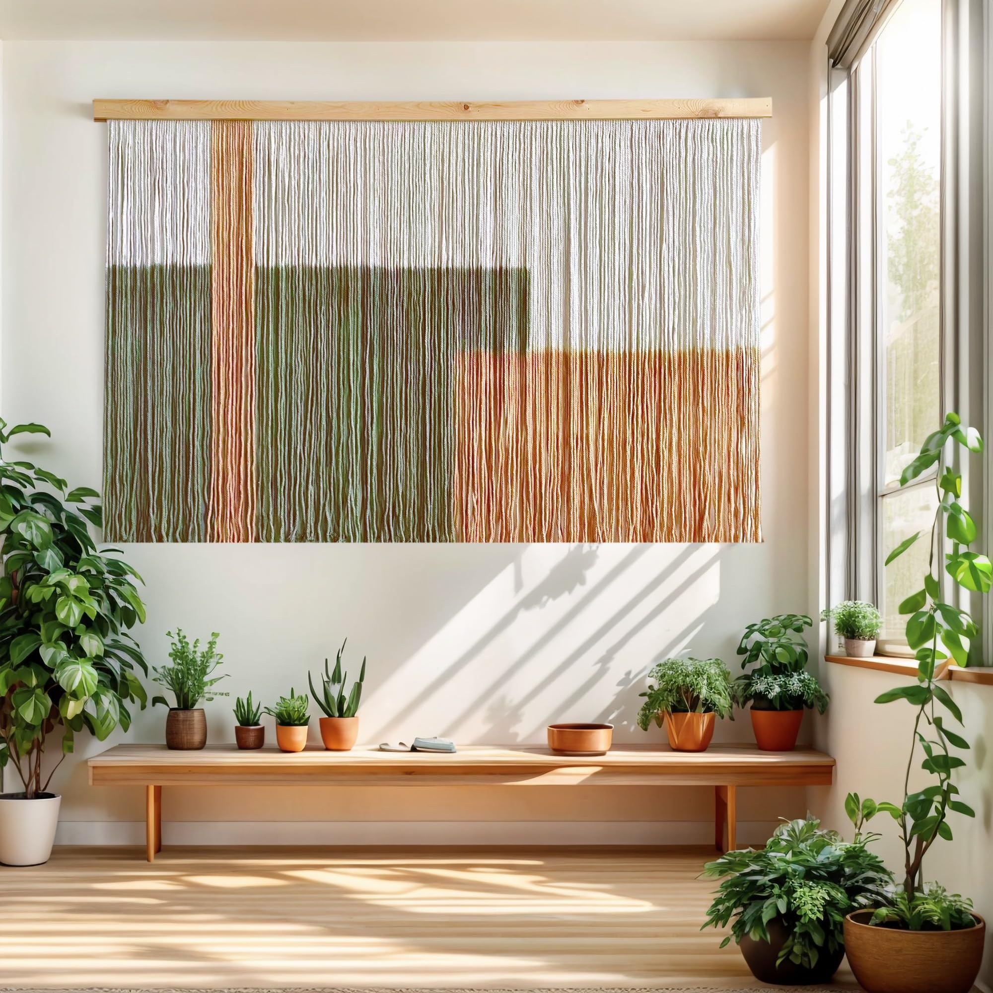 Sdjazl Woven Boho Macrame Wall Hanging Home Decor Tapestry Dip-Dyed Large Modern Handmade Colorful Mountain Landspace for Living room (green)