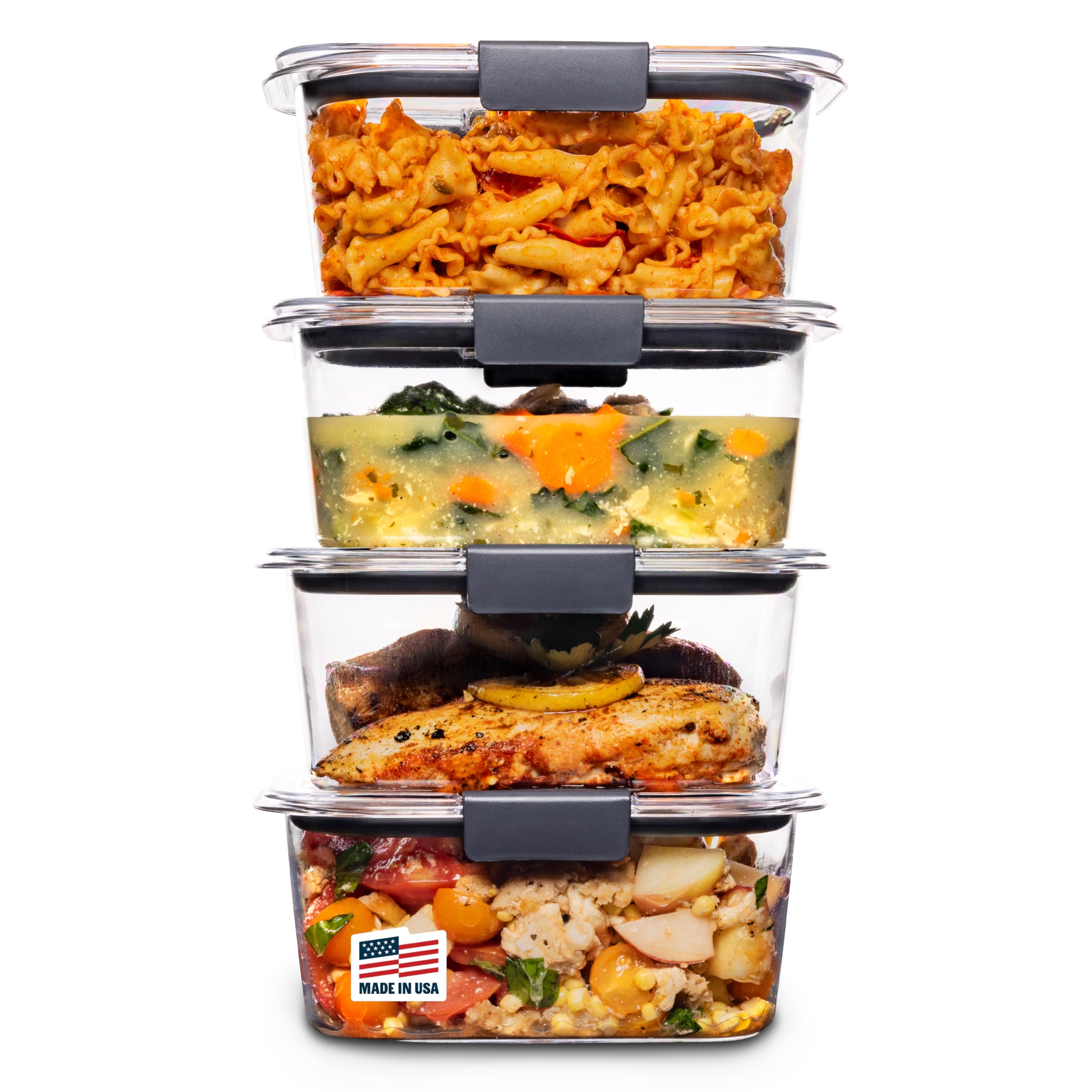 Rubbermaid Brilliance BPA-Free Food Storage Containers with Lids, Airtight Clear Set of 2 (9.6 Cup), Ideal for Lunch, Meal Prep, and Leftovers